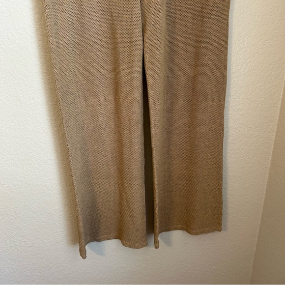 NWT, Monrow Women’s Wide Leg Mesh Lounge Crop High Rise Pants in Tan, Medium - Picture 3 of 10
